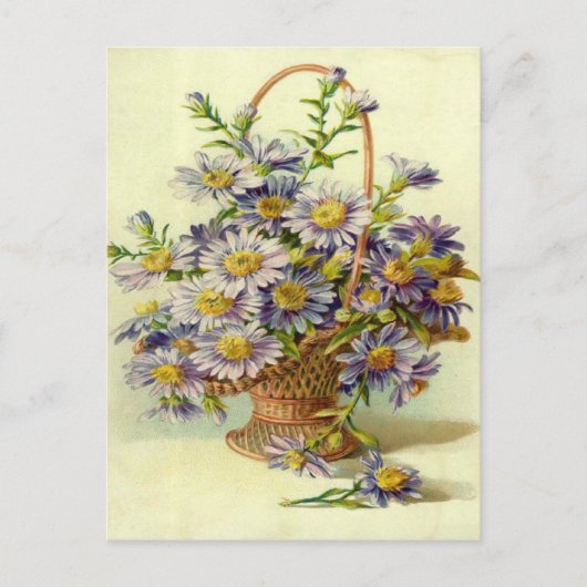 Vintage violette Blumen Postkarte (Vorderseite)