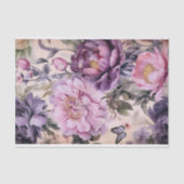 Vintage violette Blumen und Schmetterlinge Dekorat Seidenpapier (Vorderseite)