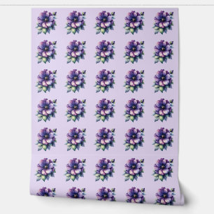 Vintage Violette Blumenmuster Tapete