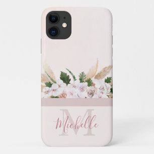 Vintage Violette Pinkfarbene Rose Monogramm und Na Case-Mate iPhone Hülle