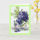 Vintage Violetten-Grüße-Karte Karte (Gelbe Blume)