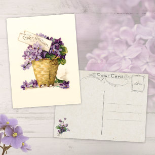 Vintage Violetten und Ostergrüße Postkarte