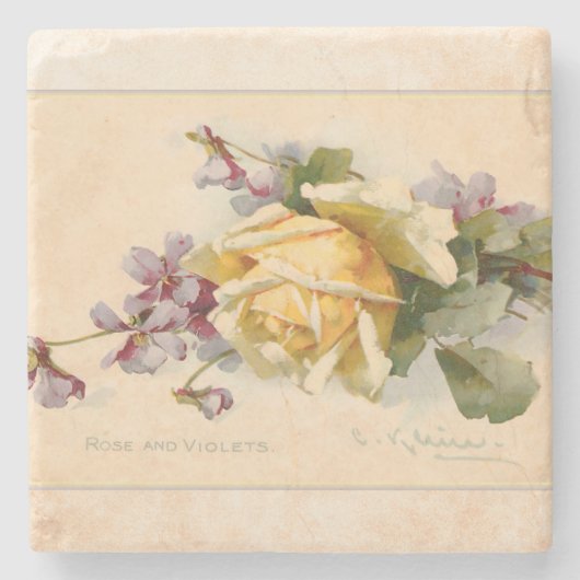 Vintage Violetten und Rose Steinuntersetzer (Vorderseite)