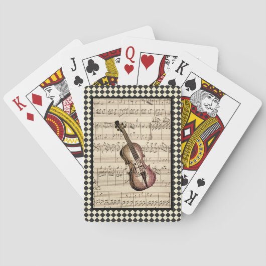 Vintage Violin Harlequin Border Spielkarten (Rückseite)