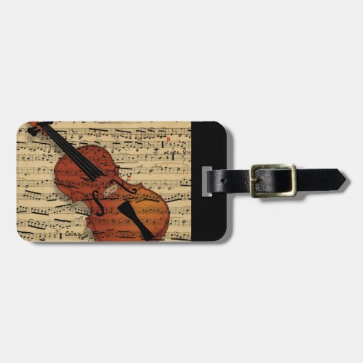 Vintage Violine Gepäckanhänger (Vorderseite horizontal)