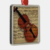 Vintage Violine Silbernes Ornament (Rechts)