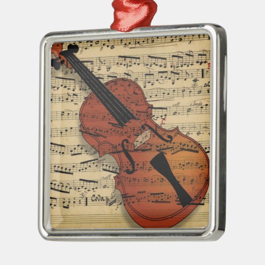 Vintage Violine Silbernes Ornament (Links)