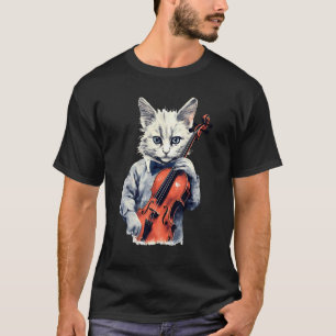 Vintage Violinisten Katze Violinmusiker Saitenspi T-Shirt