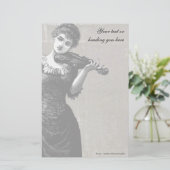 Vintage Violinistin Briefpapier (Stehend Vorderseite)