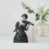Vintage Violinistin Postkarte (Stehend Vorderseite)