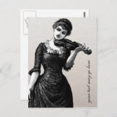 Vintage Violinistin Postkarte (Vorne/Hinten)