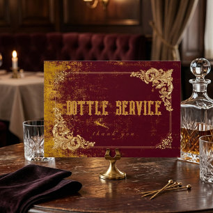 Vintage VIP Flaschen-Service Gold Bordeaux Elegant Tischnummer