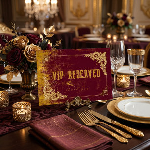 Vintage VIP Reserviert Gold Bordeaux Elegant Tischnummer