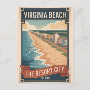 Vintage Virginia Beach Retro-Reiseposter Feiertagspostkarte