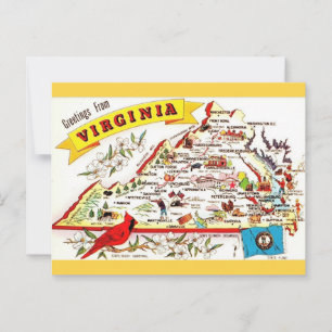 Vintage Virginia-Karte als Postkarte
