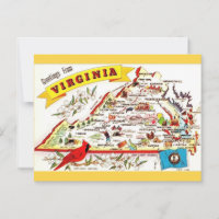 Vintage Virginia Karte Postkarte