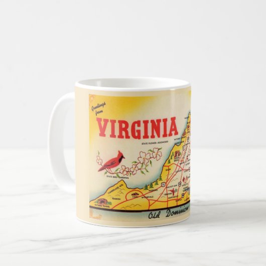 Vintage Virginia Karte Tasse (Vorderseite Links)