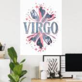 Vintage Virgo Zodiac-Signatur Whimsikale Illustrat Poster (Heimbüro)