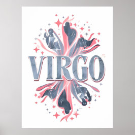 Vintage Virgo Zodiac-Signatur Whimsikale Illustrat Poster