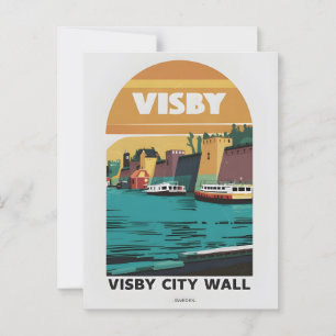 Vintage Visby City Wall Postcard - Retro Schwedisc Postkarte