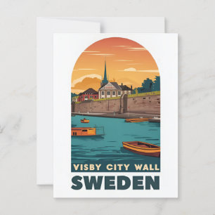 Vintage Visby City Wall Postcard - Retro Schwedisc Postkarte