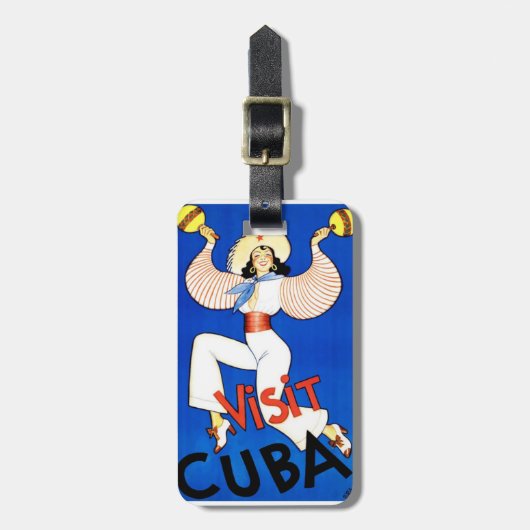 Vintage Visit Cuba Gepäckanhänger (Vorderseite vertikal)