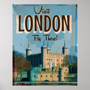 Vintage Visit London - Fliegen Sie dorthin Poster