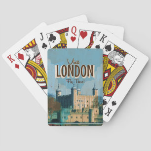 Vintage Visit London - Fliegen Sie dorthin Spielkarten