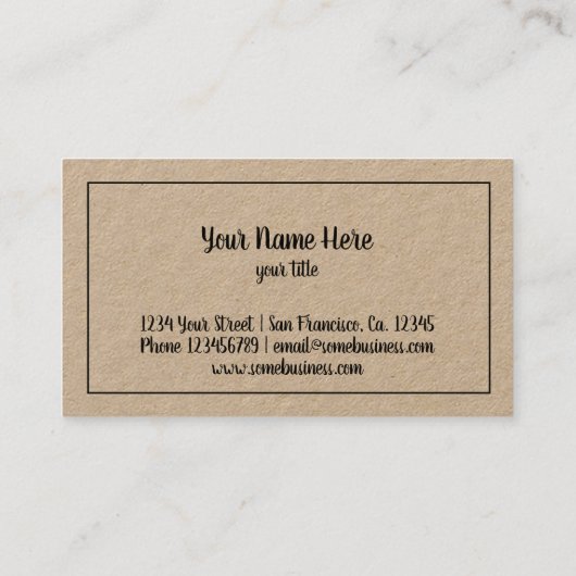 Vintage Visitenkarte (Rückseite)