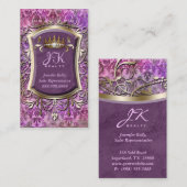 Vintage Visitenkarte Damask Frame Gold Crown (Vorne/Hinten)