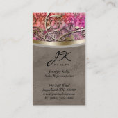 Vintage Visitenkarte Damask Süede Pink Crown (Rückseite)