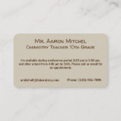 Vintage Visitenkarte des Lehrers (Vorderseite)