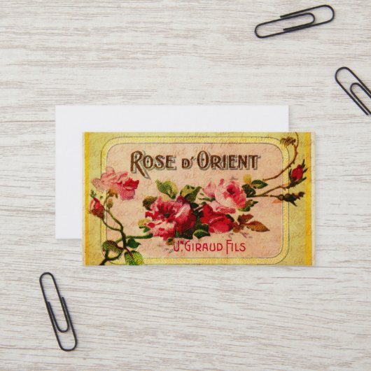 Vintage Visitenkarte für französische Rose (Vorderseite/Rückseite Beispiel)