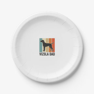 Vintage-Vizsla-Vater-Hunde-Liebhaber-Shirt-Design_ Pappteller