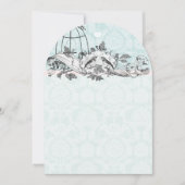 Vintage Vögel Aqua Blue Musical Scroll Einladung (Vorderseite)