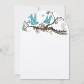 Vintage Vögel Aqua & Hot PinkWedding Einladung (Rückseite)