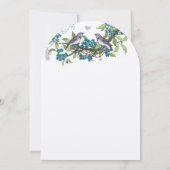 Vintage Vögel Aquamarine Lila- & Grüne Hochzeiten  Einladung (Rückseite)