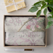 Vintage Vögel auf Zweigen und Musikdekoupage Seidenpapier (Geschenk)