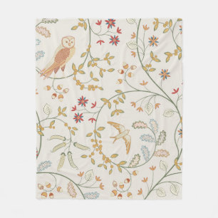 Vintage Vögel aus Blattwerk mit Blume nahtloser Pa Fleecedecke