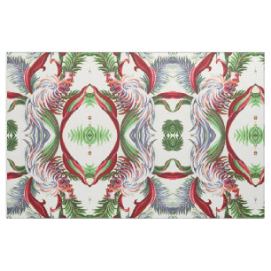 Vintage-Vogel-Barkcloth-Abstrakt-Tiki-Insel Stoff