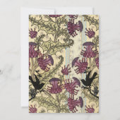 Vintage Vögel Berry Damask Einladung Hochzeit (Rückseite)