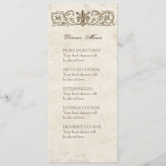 Vintage Vögel, Blau E - Menü oder Hochzeitseinladu Menükarte (Vorderseite)