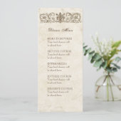 Vintage Vögel, Blau E - Menü oder Hochzeitseinladu Menükarte (Stehend Vorderseite)