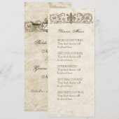 Vintage Vögel, Blau E - Menü oder Hochzeitseinladu Menükarte (Vorne/Hinten)