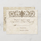 Vintage Vögel, Blaue Eier - Hochzeitskarte RSVP Karte (Vorne/Hinten)