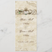 Vintage Vögel, blaues E - Menü oder Menükarte (Rückseite)