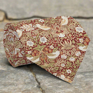 Vintage-Vogel-Blumen-Erdbeere-Weihnachtsmuster Krawatte