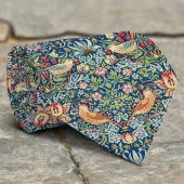 Vintage-Vogel-Blumen-Erdbeere-Weihnachtsmuster Krawatte