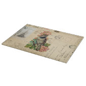Vintage Vogel-Blumen-Franzose-Postkarten Schneidebrett (Ecke)