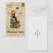Vintage Vogel-Blumen-französischer Visitenkarte (Vorne/Hinten)